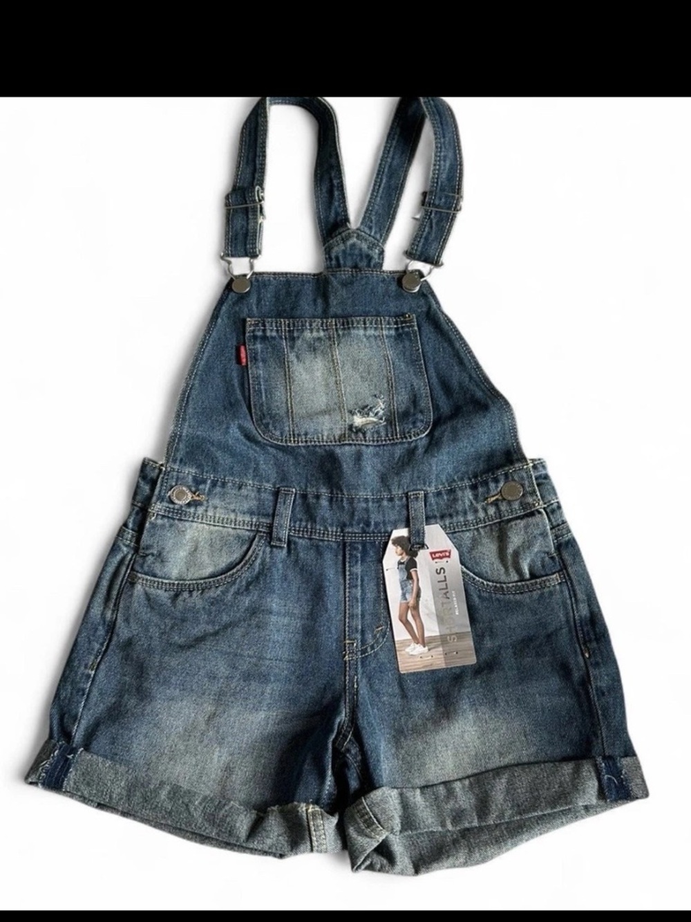 Levi's  girls sz 10 regular Blue Denim Shortalls Bib Overall Shorts